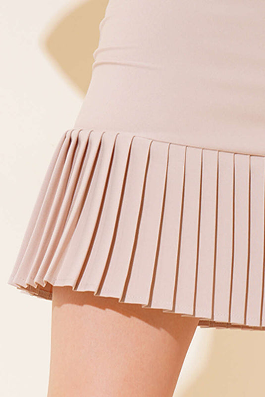 Pleated Skirt Beige