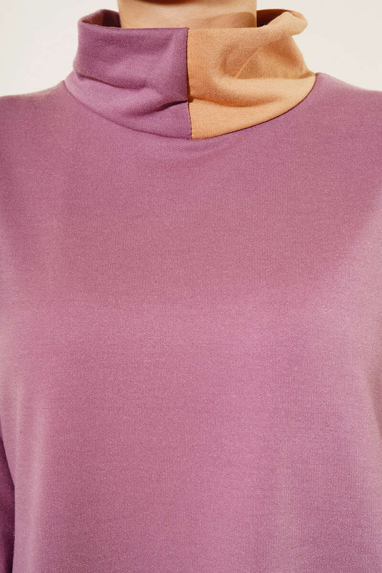 Etek Ucu Şerit Detaylı İkili Takım Gül Kurusu