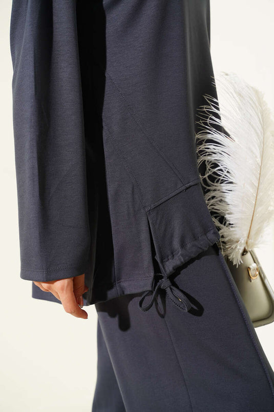 طقم لويشا من قطعتين مع حاشية نفقية باللون الدخاني