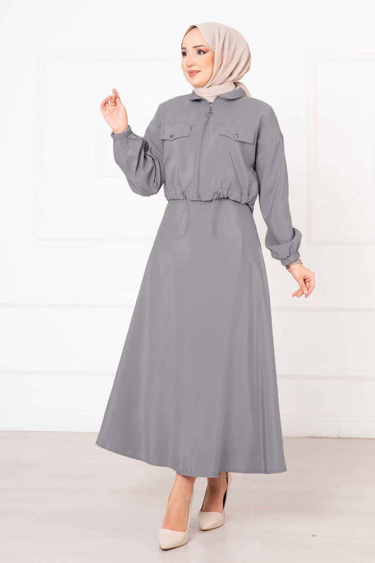 Etekli İkili Takım Açık Gri