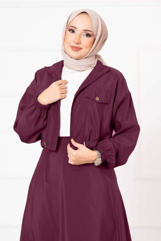 Etekli İkili Takım Bordo