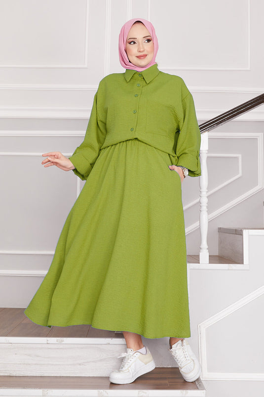 Ensemble deux pièces avec jupe vert pétrole