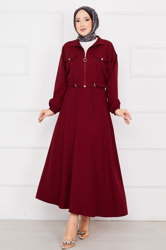 Two-Piece Hijab Set with Skirt, Burgundy