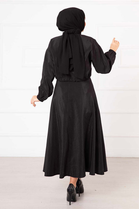 بدلة حجاب مزدوجة تنورة باللون الأسود