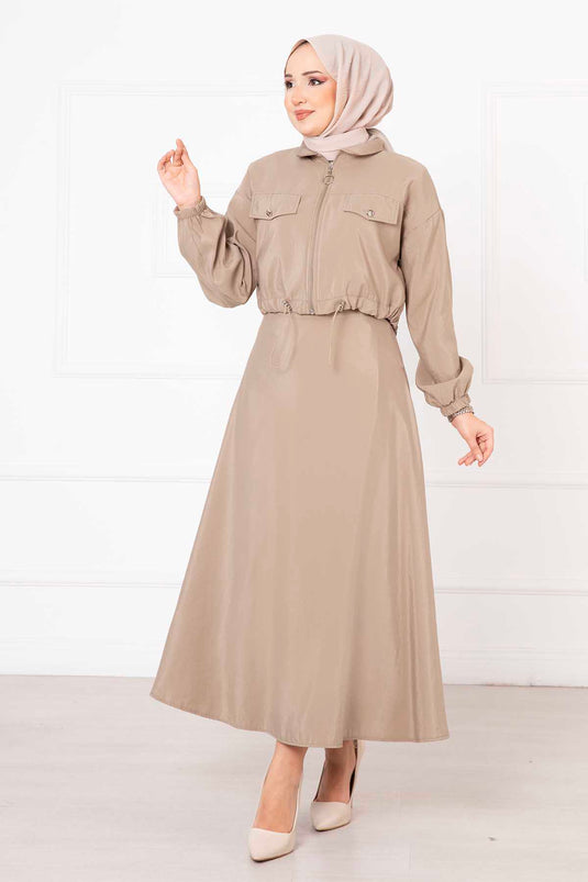 Ensemble Hijab Double Jupe en Vison