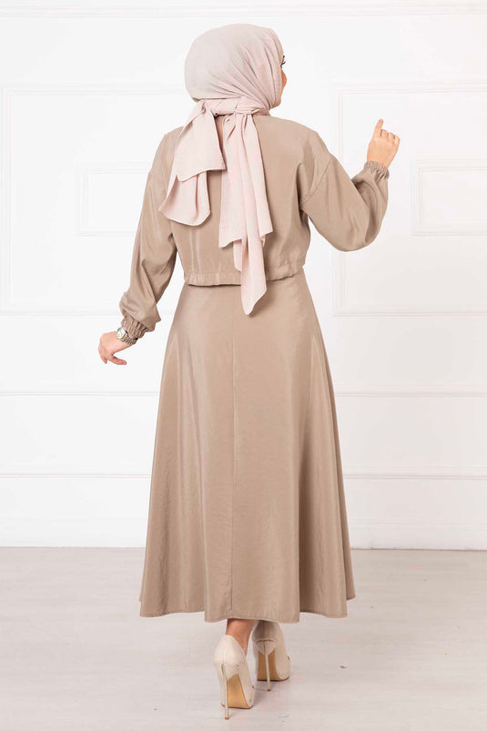 Ensemble Hijab Double Jupe en Vison