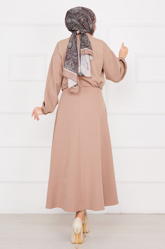 Ensemble Hijab Double Jupe en Vison