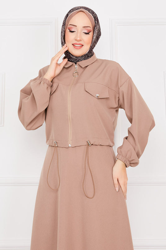 Ensemble Hijab Double Jupe en Vison