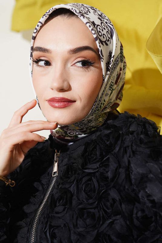 Ethnic Floral Soft Scarf Anthracite