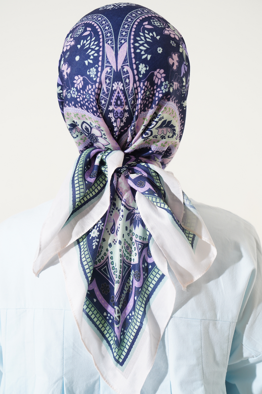 Ethnic Floral Soft Scarf Ecru
