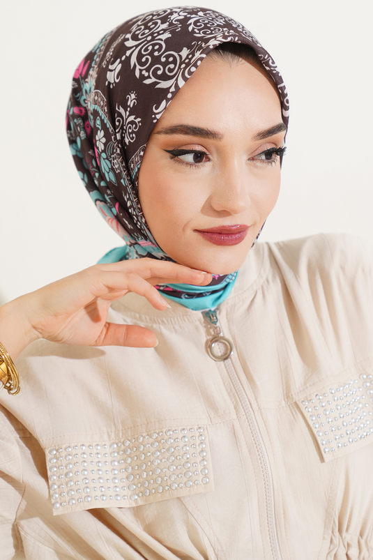 العرقية الأزهار الناعمة وشاح النعناع الأخضر