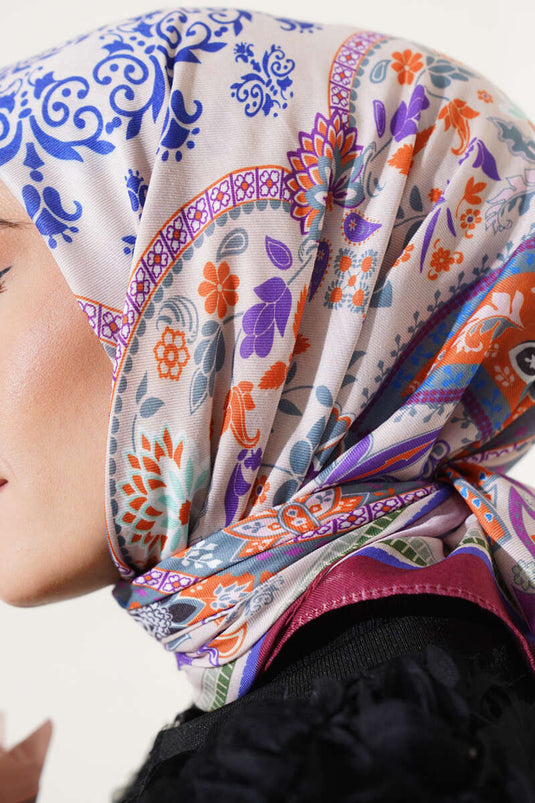 Ethnic Flowered Soft Scarf Pomegranate Flower