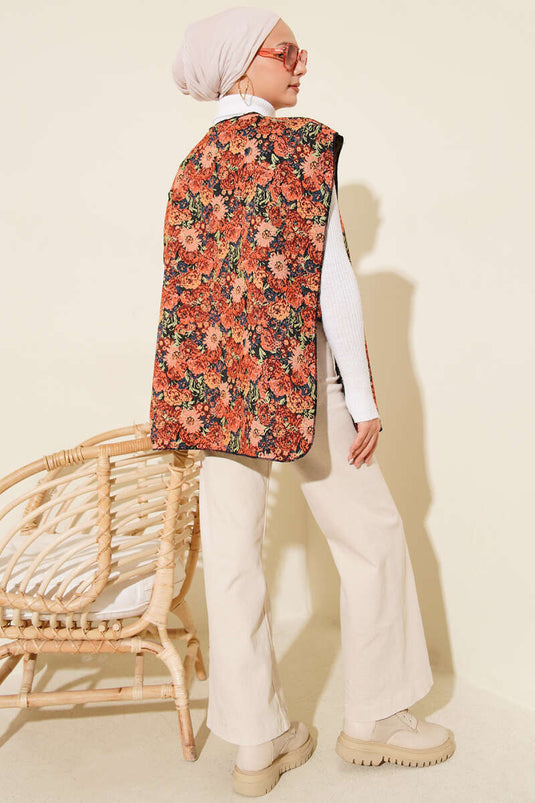 Ethnic Pattern Snap Vest Tile