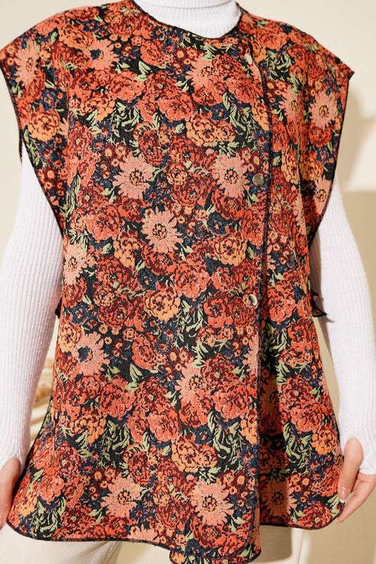 Ethnic Pattern Snap Vest Tile