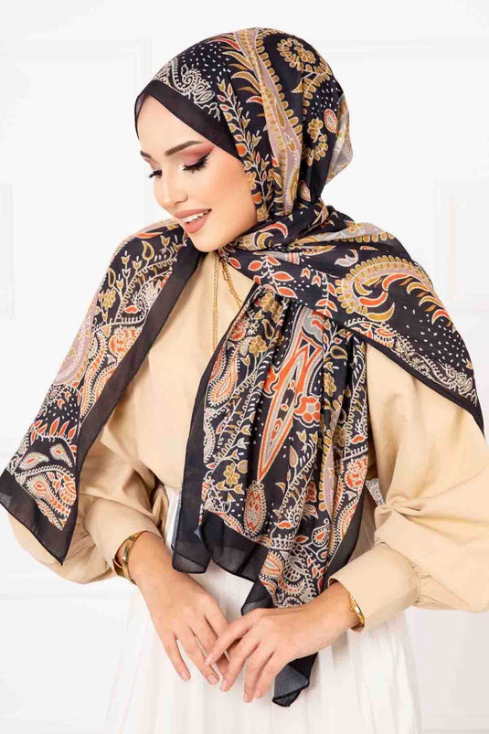 Écharpe en coton à motif ethnique -4