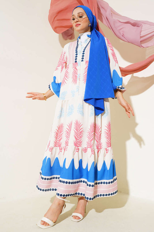 Ethnic Patterned Purple Dress