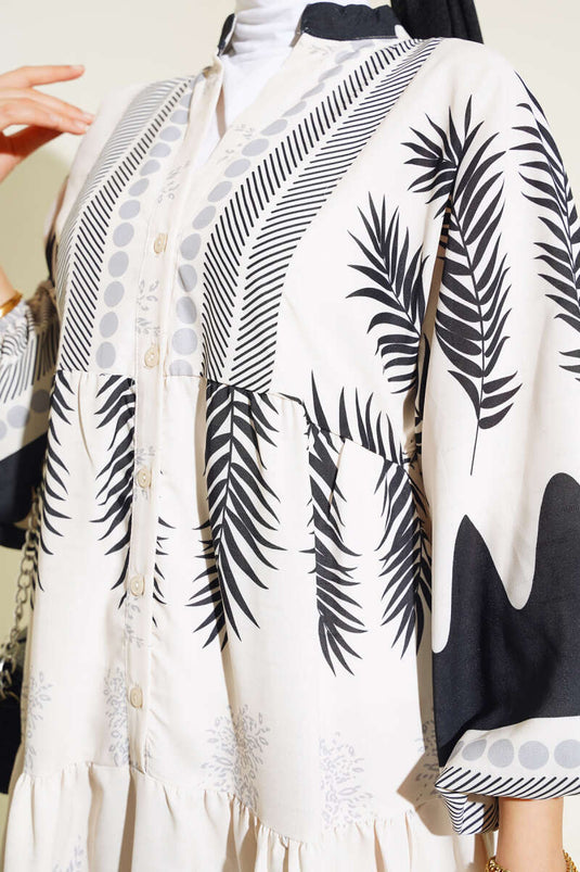 Ethnic Patterned Purple Dress Black