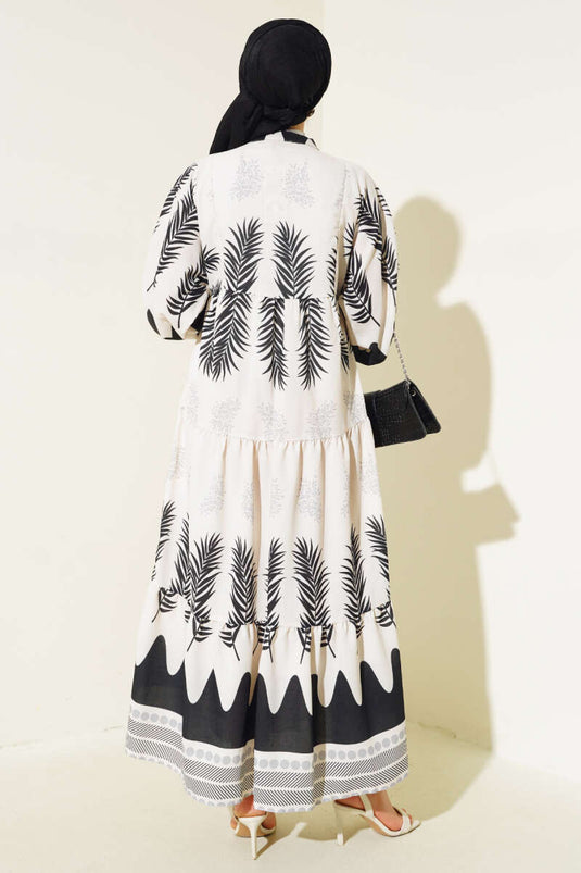 Ethnic Patterned Purple Dress Black