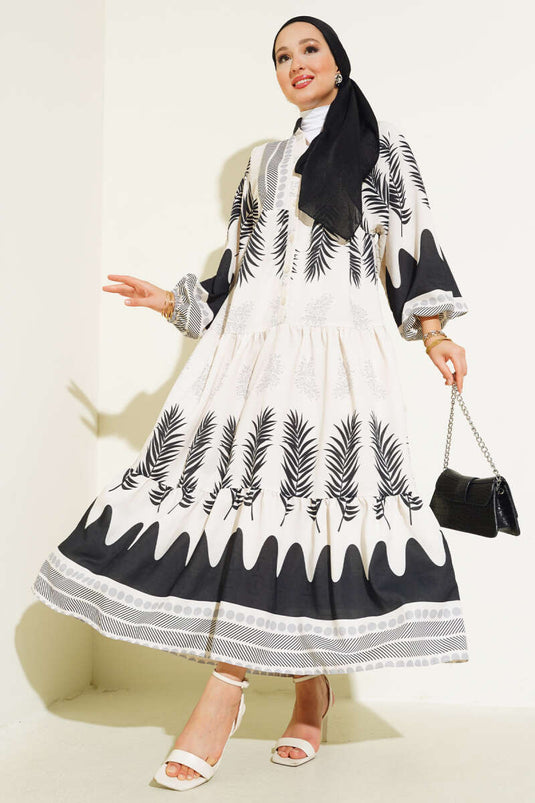 Ethnic Patterned Purple Dress Black