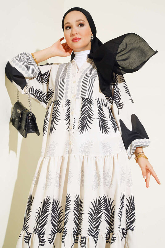 Ethnic Patterned Purple Dress Black