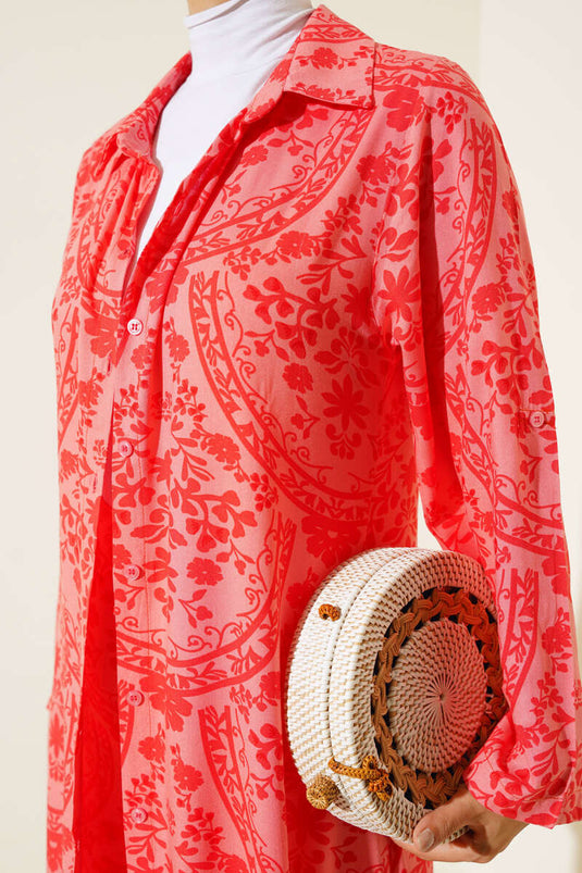 نمط العرقية سترة طويلة مجموعة المرجان