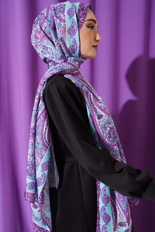 Ethnic Motif Patterned Shawl Turquoise