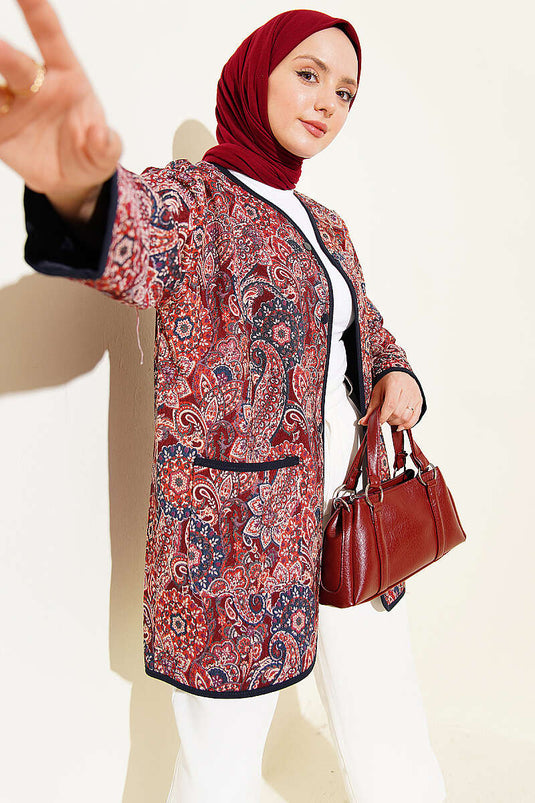 Veste à boutons-pression à motif ethnique assorti 1