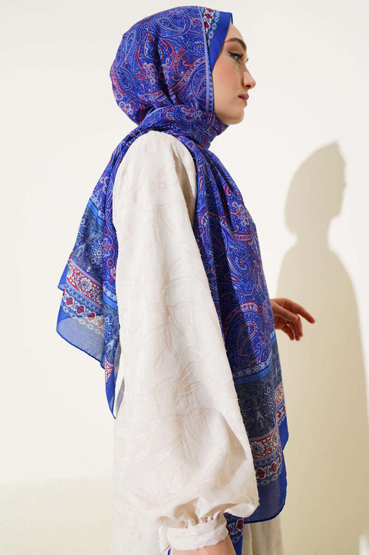 Etnik Paisley Desen Şal Saks