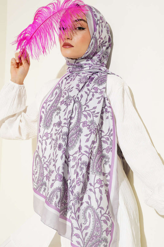 Etnik Paisley Soft Şal Lila
