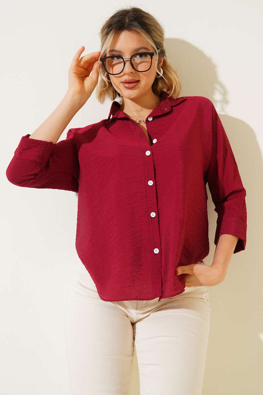 Fakir Kol Basic Gömlek Bordo