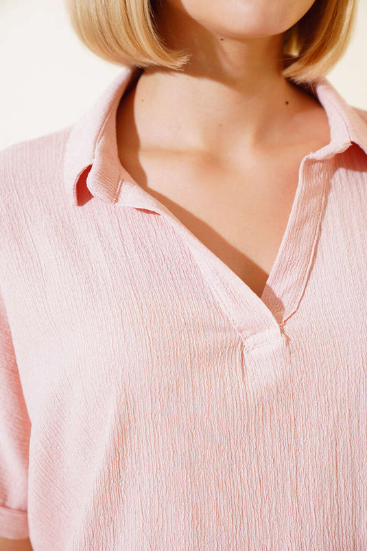 Fakir Kol Ruffled Blouse Powder