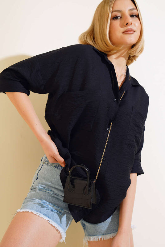 Poor Sleeve Casual Shirt Black