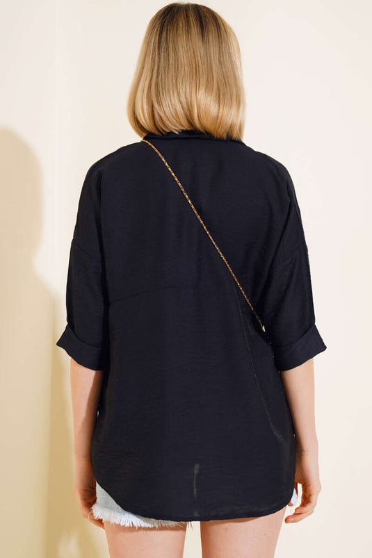 Poor Sleeve Casual Shirt Black