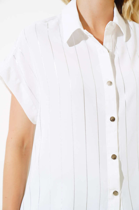 Fakir Arm Glitter Striped Shirt Ecru