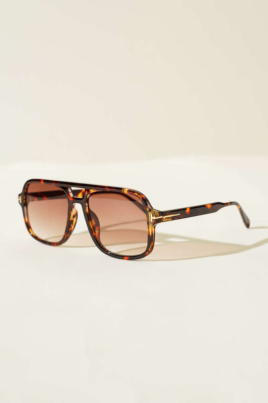 Fanshen Square Double Bridge Glasses Leopard