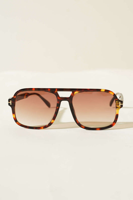 Fanshen Square Double Bridge Glasses Leopard