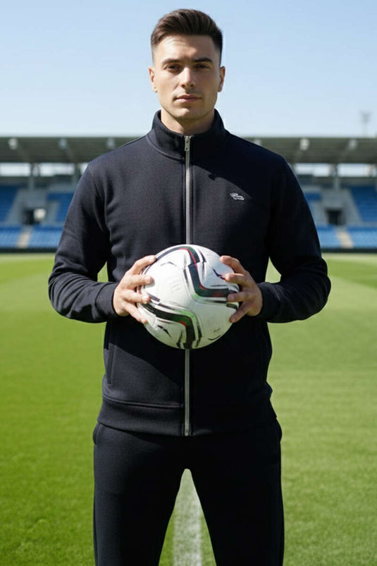 Fermuar Cepli Basic Erkek Eşofman Takımı Siyah