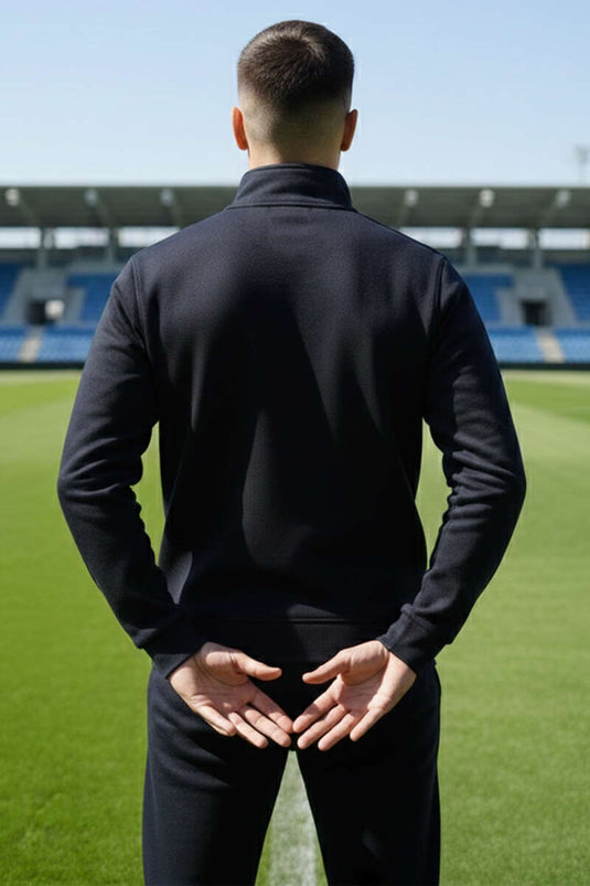 Fermuar Cepli Basic Erkek Eşofman Takımı Siyah