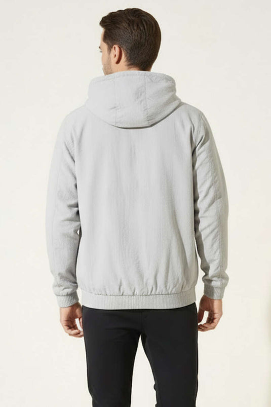 معطف رجالي موسمي بجيب بسحاب رمادي