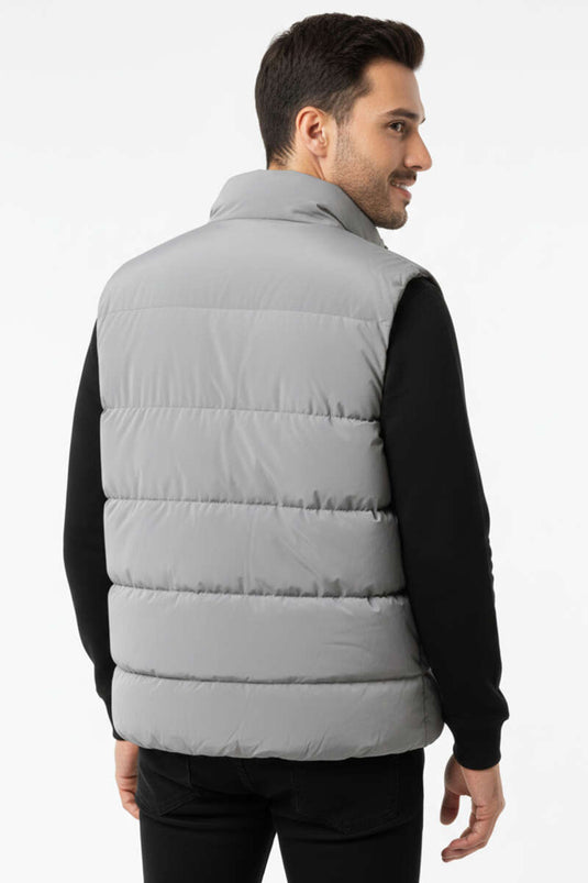 Zipper Pocket Men's Padded Vest Smoke Gray