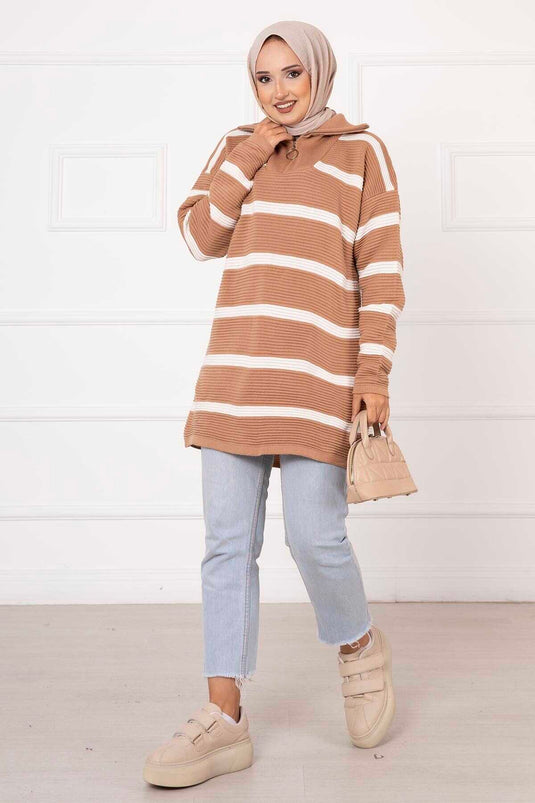 Tunique rayée avec fermeture éclair TEN