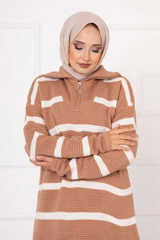 Tunique rayée avec fermeture éclair TEN