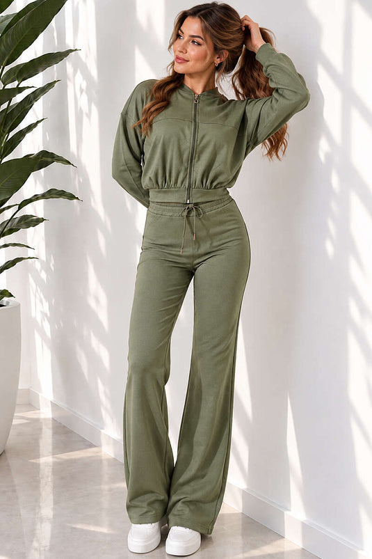 Conjunto De Dos Piezas Con Cierre Khaki