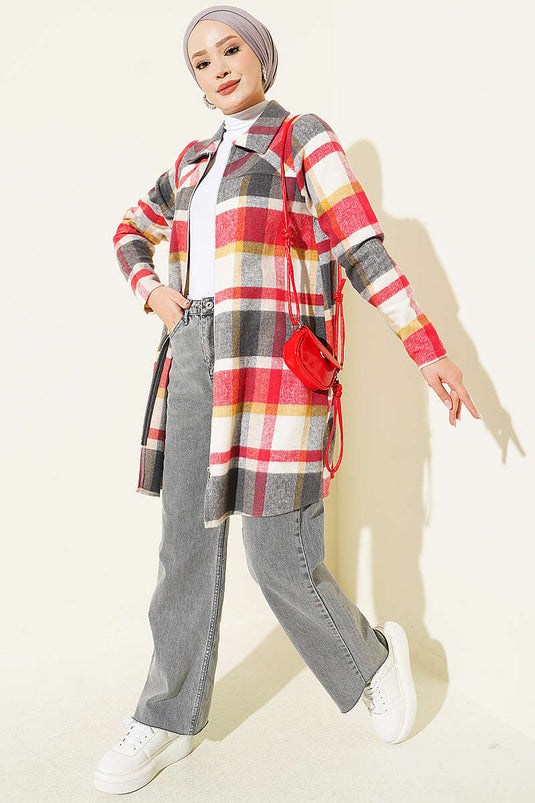 Gilet En Flanel À Fermeture Éclair Rouge