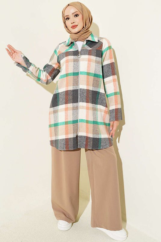 Gilet En Flanel À Fermeture Éclair Verte