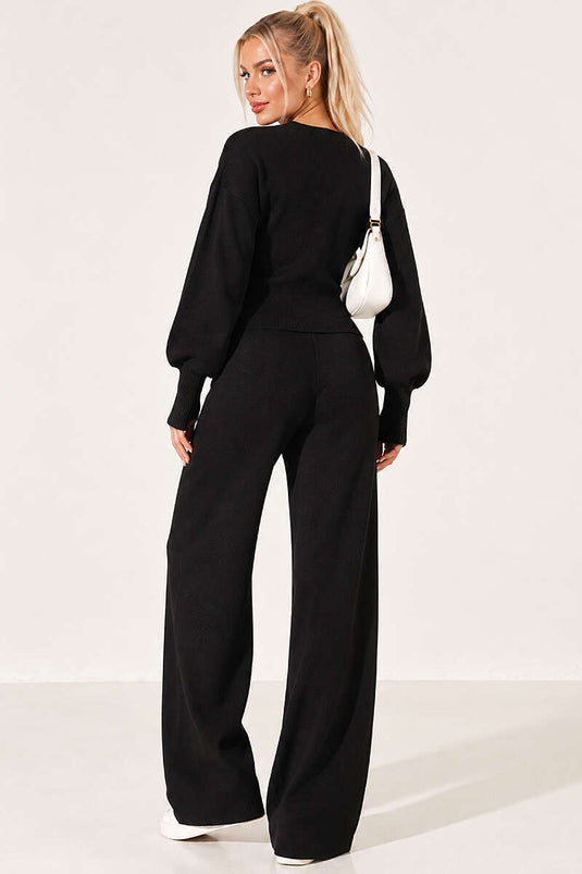 Ensemble Tricot Sans Doigts Avec Fermeture Éclair Noir