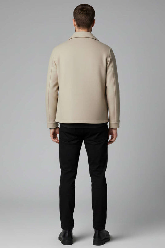 Herren-Kaschmirjacke mit Futter und Reißverschluss, Beige