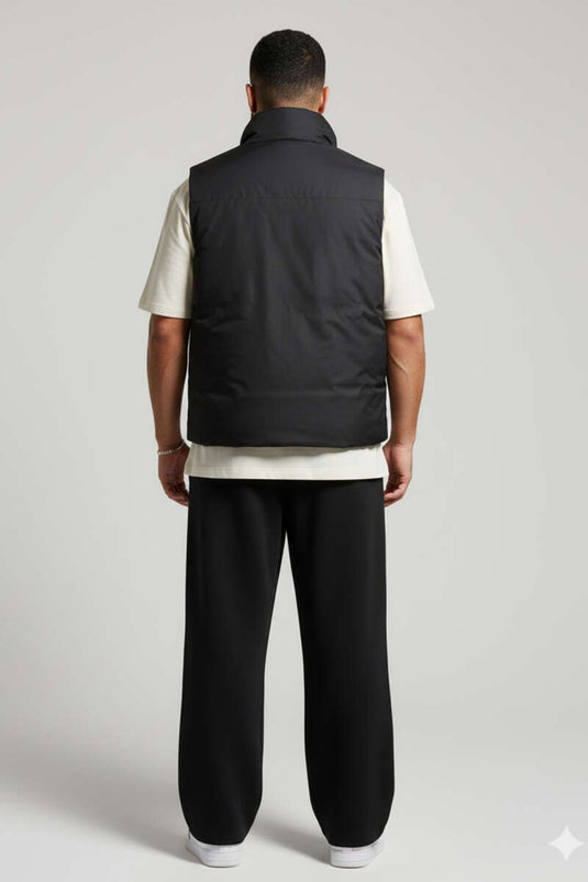 Gilet basique zippé pour homme, noir