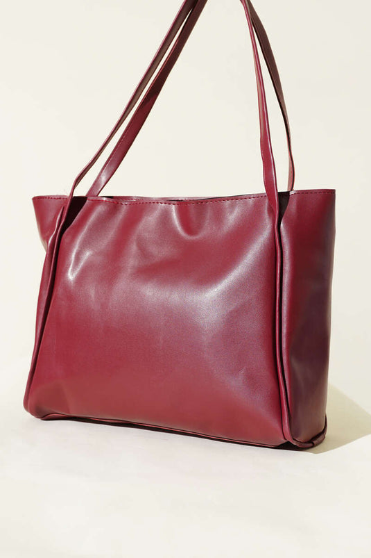 Sac bandoulière basique à fermeture éclair, bordeaux