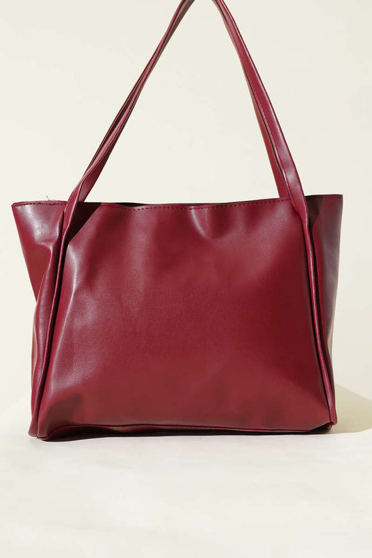 Sac bandoulière basique à fermeture éclair, bordeaux